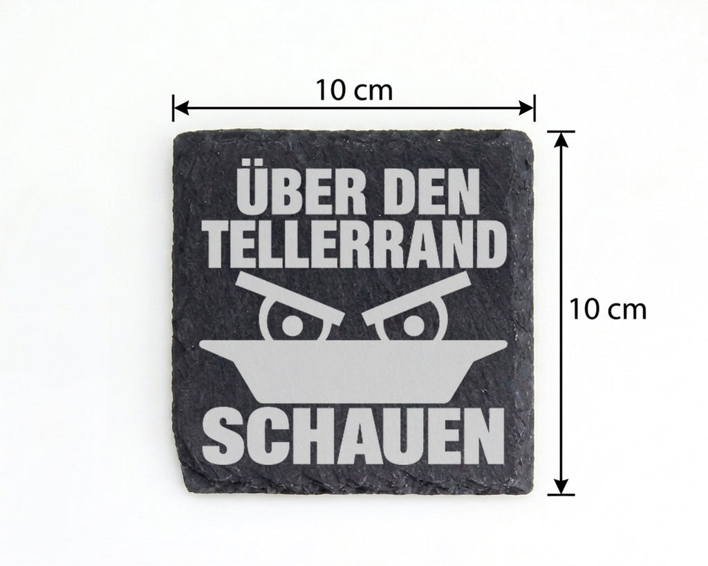 Schiefer Untersetzer Über Den Tellerrand Schauen - Geschenk für Querde – Bild 4