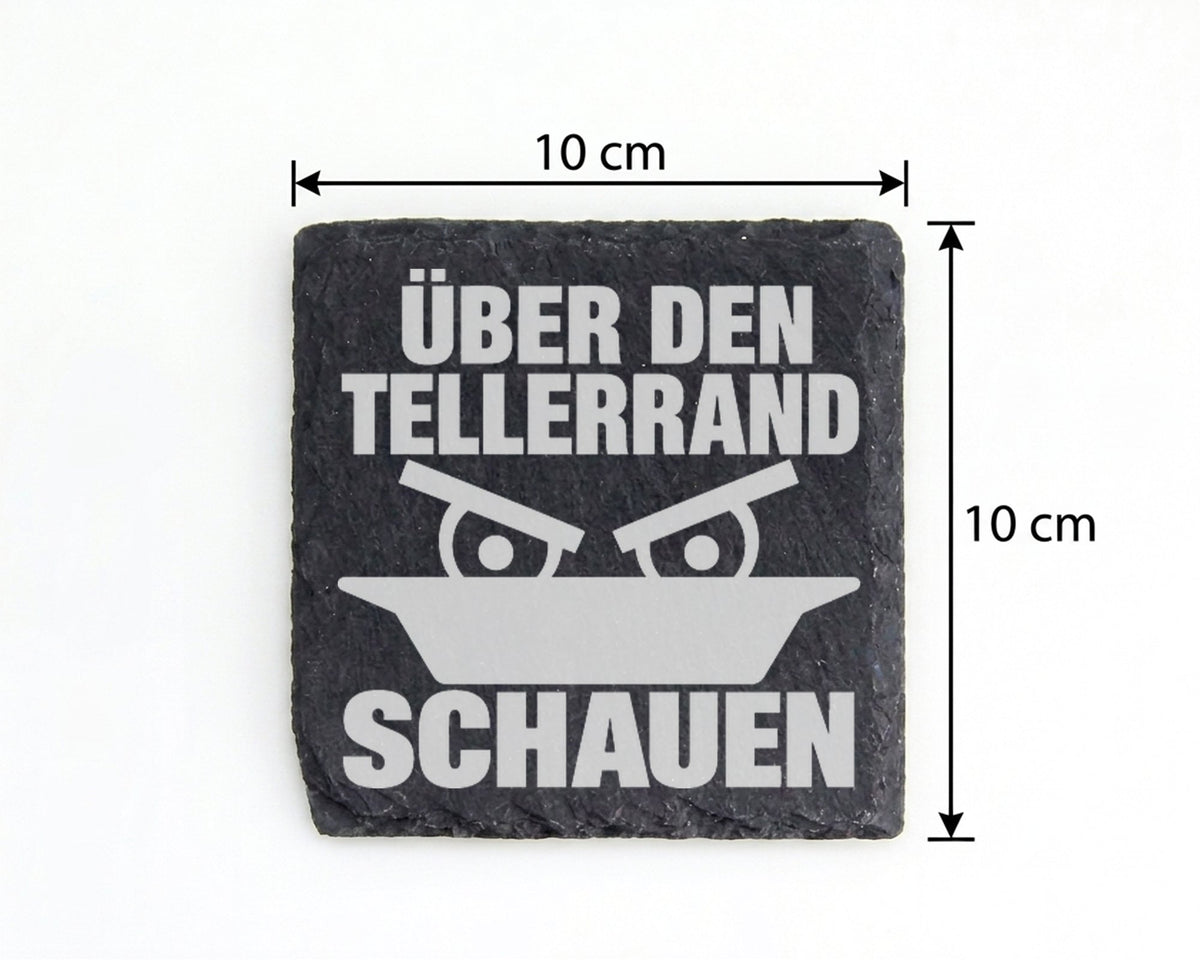 Schiefer Untersetzer Über Den Tellerrand Schauen - Geschenk für Querde – Bild 4