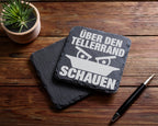 Schiefer Untersetzer Über Den Tellerrand Schauen - Geschenk für Querde – Bild 5